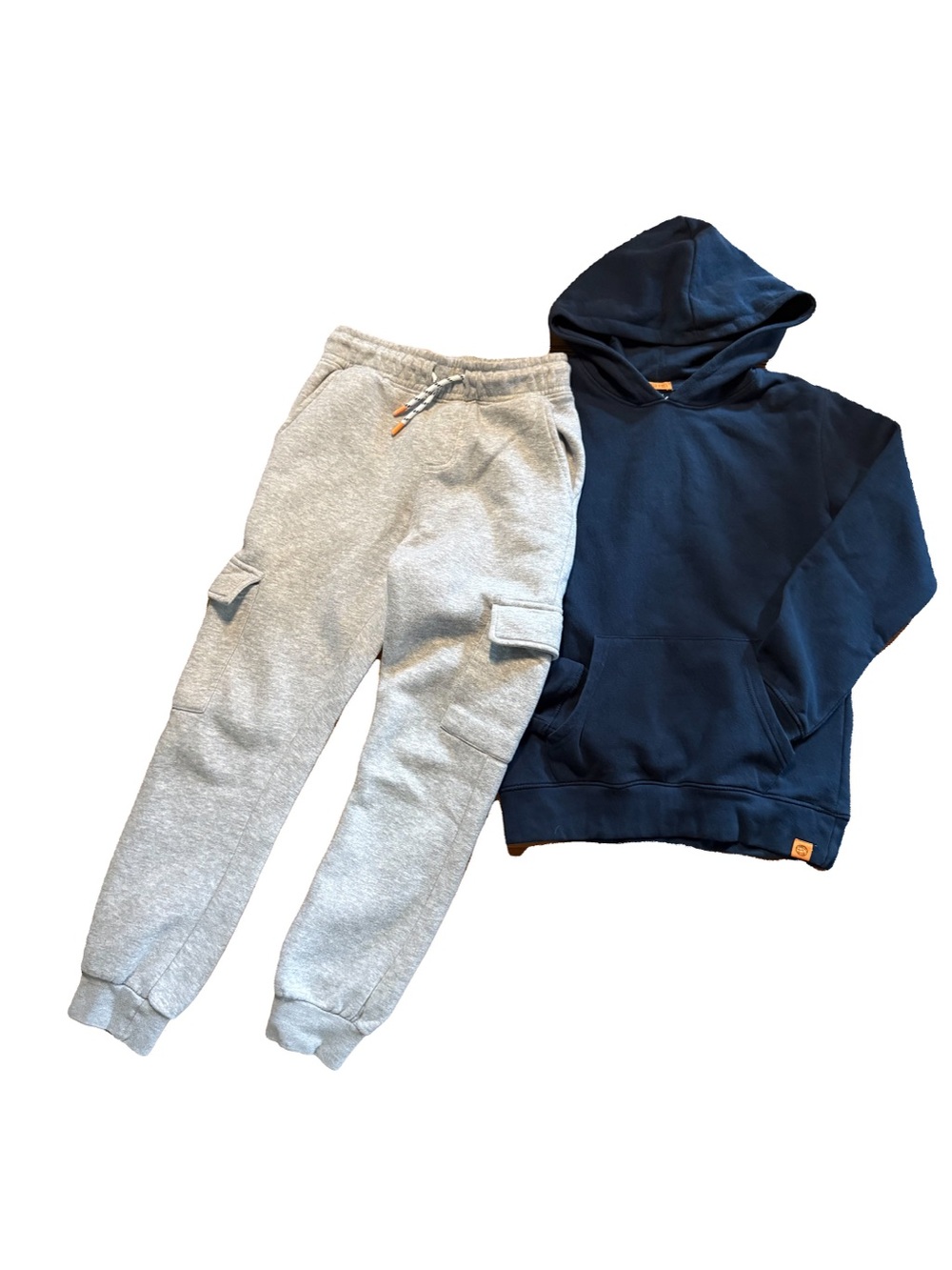Free Planet Kids Set: Cargo Joggers in Heather Gray with Navy Blue Hoodie